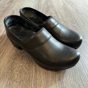 Dansko Black Leather Mules